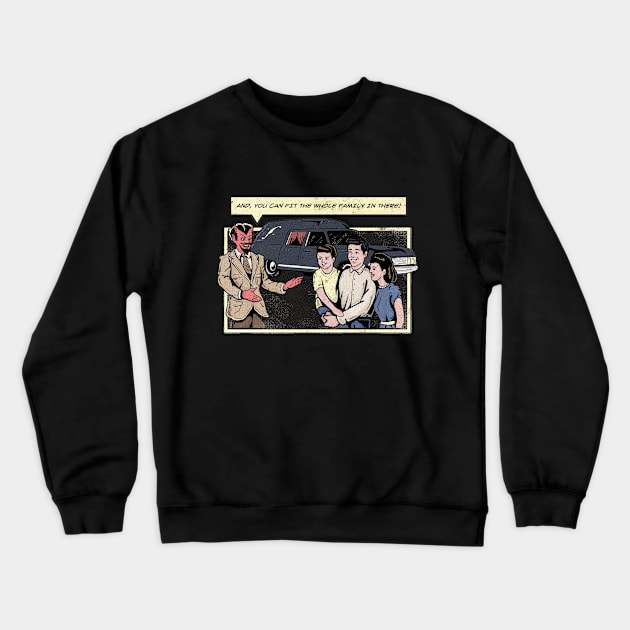 Satan The Used Car Salesman Crewneck Sweatshirt by GeekMachine